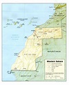 Detailed relief and political map of Western Sahara. Western Sahara ...