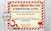 Santa Nice List Certificate Free Printable