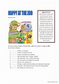 HAPPY AT THE ZOO (READING COMP): English ESL worksheets pdf & doc