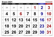 Calendario enero 2021 en Word, Excel y PDF - Calendarpedia