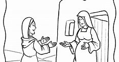 Dibujos Católicos : María visita a ISabel para colorear, pintar e imprimir