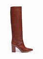 Paris Texas Croc Embossed Leather Knee High Boots in Brown - Lyst