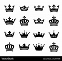 Collection of 16 crown silhouette symbols Vector Image