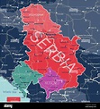 Serbia Kosovo and Montenegro countries detailed editable map with ...