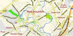 New Braunfels Texas US Map Vector Exact City Plan Low Detailed Street ...