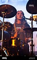 Drummer Richard Chadwick performing live with band Hawkwind at Brisfest ...