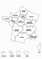 mapa de francia en blanco y negro con regiones 6018743 Vector en Vecteezy