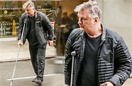 Alec Baldwin On Crutches At Hospital After Hip Replacement Surgery