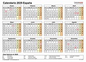 Calendario 2025 en Word, Excel y PDF - Calendarpedia