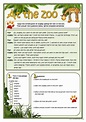AT THE ZOO - READING reading for det…: English ESL worksheets pdf & doc