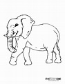 6 realistic elephant coloring pages to print, at PrintColorFun.com