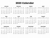 2020 Year At A Glance Calendar