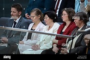 The daughters of German President Gauck, Katharina (2-L) and Gesine (4 ...