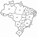 Mapa do Brasil - por estados e regiões, em branco e colorido ...