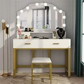 47" Large Vanity Set with 10 LED Lights, Vanity Makeup Table with ...