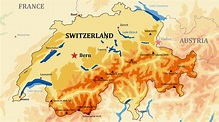 Physical map of Switzerland