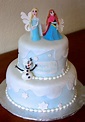 DIsney Frozen fondant birthday cake with Elsa, Anna and Olaf. Fondant ...