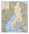 Large Detailed Elevation Map Of Finland With Roads And Cities Finland ...