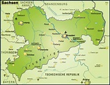 Karte von Sachsen als Übersichtskarte in Grün - Lizenzfreies Bild ...