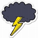 sticker of a cartoon lightning bolt and cloud 10260796 Vector Art at ...