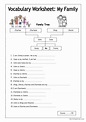 Vocabulary Worksheet - My Famil…: English ESL worksheets pdf & doc