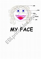 English worksheets: my face