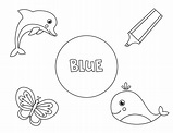 colorea todos los objetos azules. aprender colores básicos para niños ...
