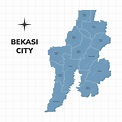 Premium Vector | Bekasi city map illustration map of cities in indonesia