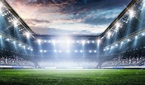 Premium Photo | Football stadium background with audience and spotlights
