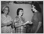 Mildred Lewis (left), unidentified woman, and unidentified student who ...