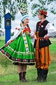 Traditional wedding in folk costumes from Łowicz | Folk clothing, Folk ...