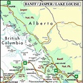 Map of Banff, Jasper, and Lake Louise, Alberta – British Columbia ...