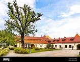 Zywiec, Polen - 30. August 2020: Schloss Zywiec Haupthof mit ikonischen ...