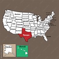 Texas State Location Map on USA map.Vector illustration Stock Vector ...