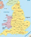 Mapa da Inglaterra e Regiões da Inglaterra - Europa Destinos