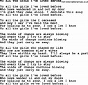To All The Girls I've Loved Before by Merle Haggard - lyrics