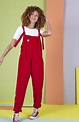 red dungarees | Red and black outfits, Red outfit, Red overalls