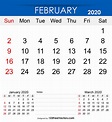 Calendario Febrero 2020 Imprimible eps ai | UIDownload