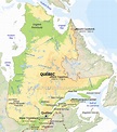 Physical map of Québec