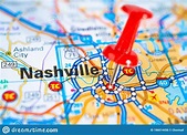Mapa Rodoviário Nashville Tennessee Com a Cidade De Pino Vermelho Nos ...