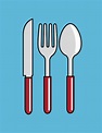 Cuchara de dibujos animados tenedor cuchillo cocina diseño | Vector Gratis