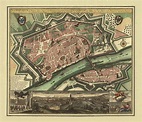Vintage Old Map of Frankfurt year 1750. Linen Backed folded | Etsy