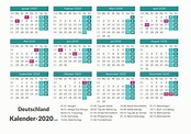 KALENDER 2020 mit Feiertagen & Ferien