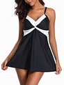 Women Plus Size Swimsuit Swim Dress+Boyshorts S-5XL V-neck Tankini 2 ...