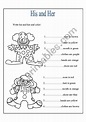 His and Her - ESL worksheet by elesy
