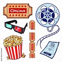 Set of cinema, movies symbols, icons, objects. Movie objects - film ...