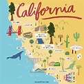 California travel, California travel road trips, Illustrated map