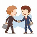 Cartoon illustration of two businessman shaking hands. Business ...