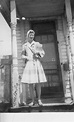 Margie Peters on porch of 107 Portland Avenue, Victor, Colorado, May 10 ...