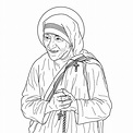 Saint Mother Teresa of Calcutta Vector Illustration Outline Monochrome ...